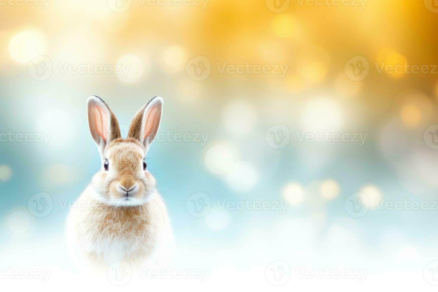 Nahansicht von süß Hase mit schön Bokeh Hintergrund, generativ ai foto