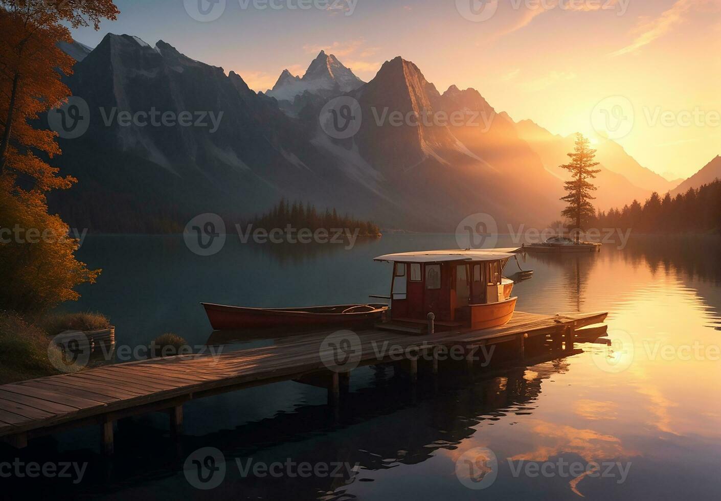 Sonnenaufgang beim das Boot Dock foto
