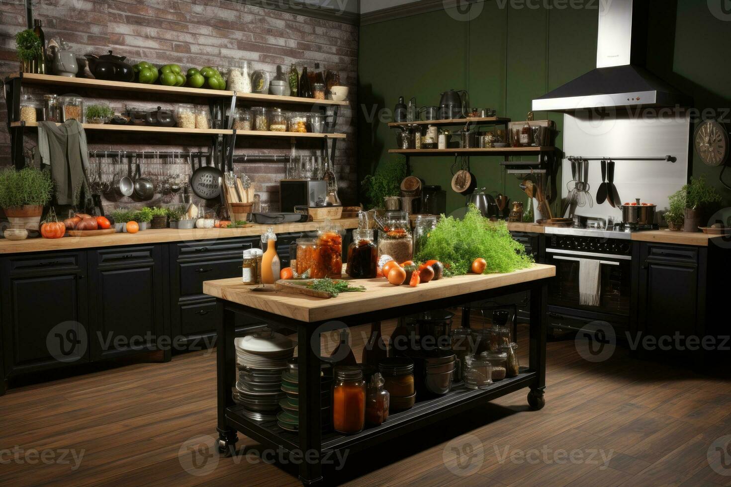Küche wie Foto Studio Zimmer mit Werkzeug und Ausrüstung ai generiert