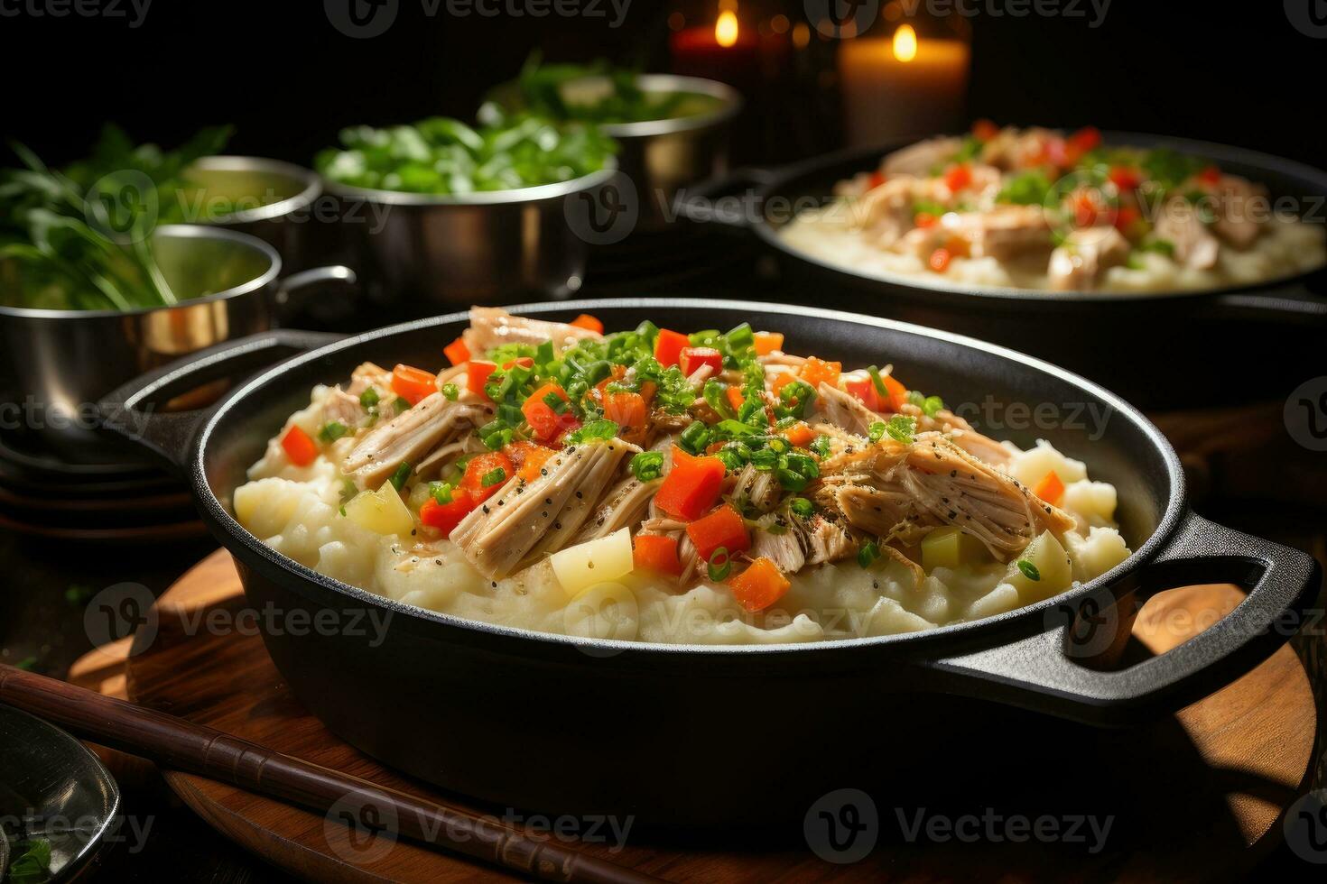 Süd- Stil Hähnchen und Knödel ai generiert foto