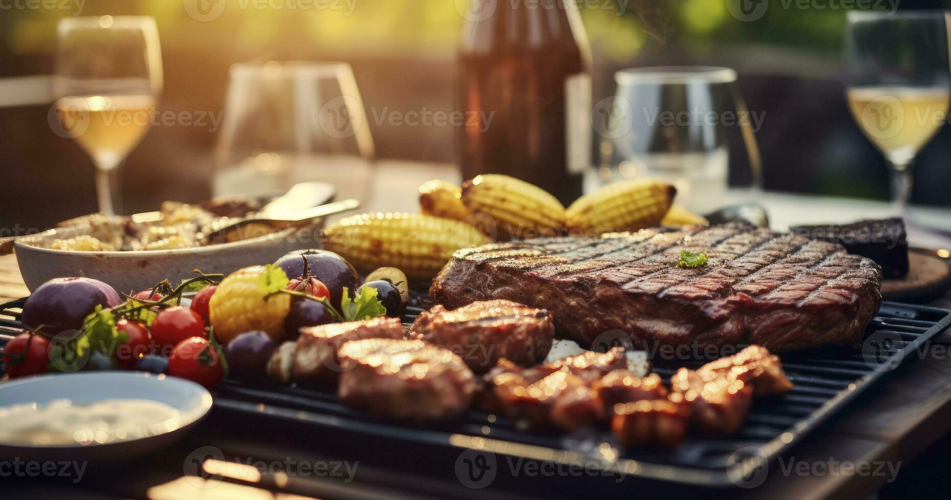 ein Wochenende von Sommer- Grill Heiterkeit. generativ ai foto