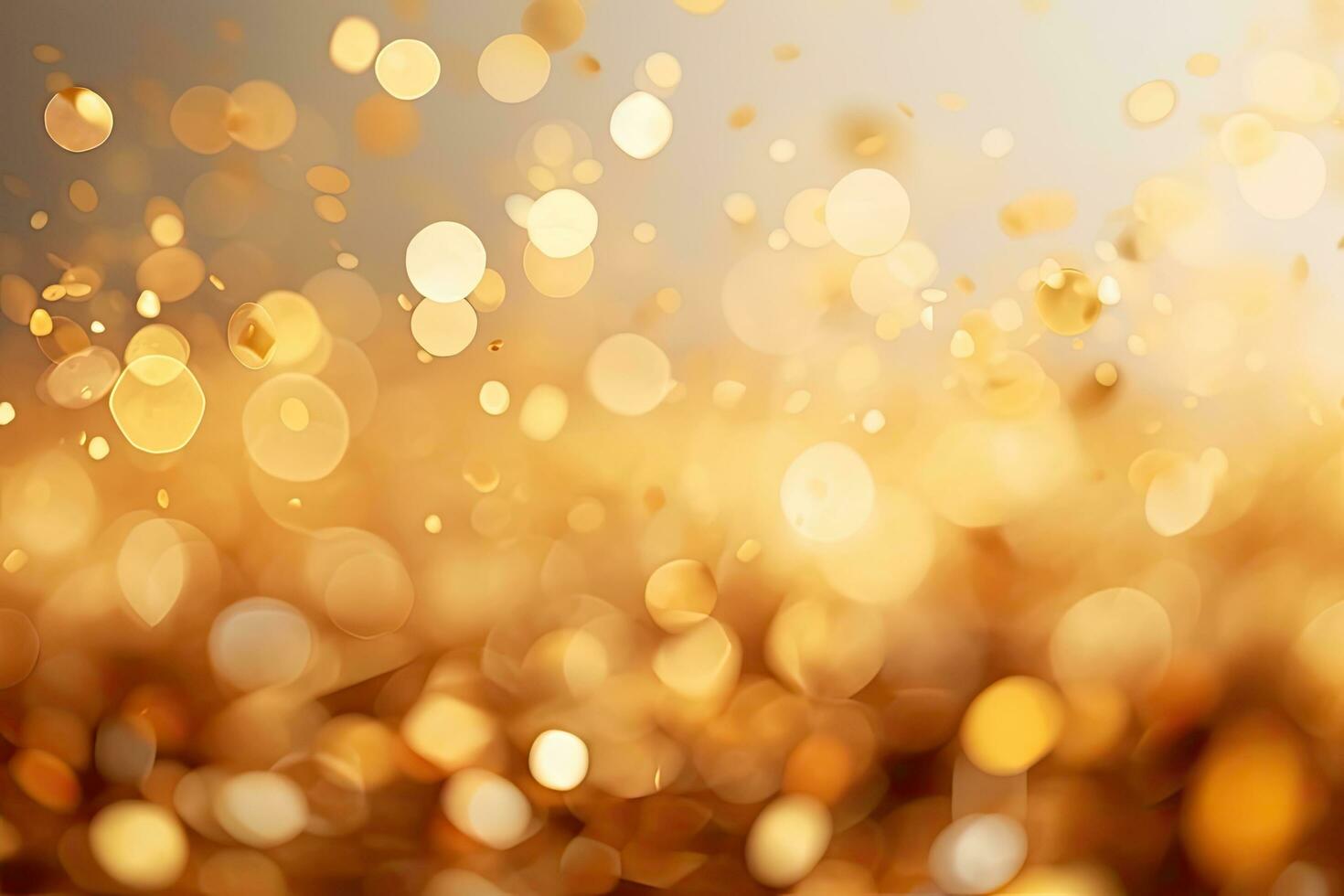 abstrakt Gold Bokeh Hintergrund. Weihnachten und Neu Jahr Konzept, golden Konfetti auf ein Licht Hintergrund. festlich abstrakt Hintergrund mit Bokeh Wirkung, ai generiert foto