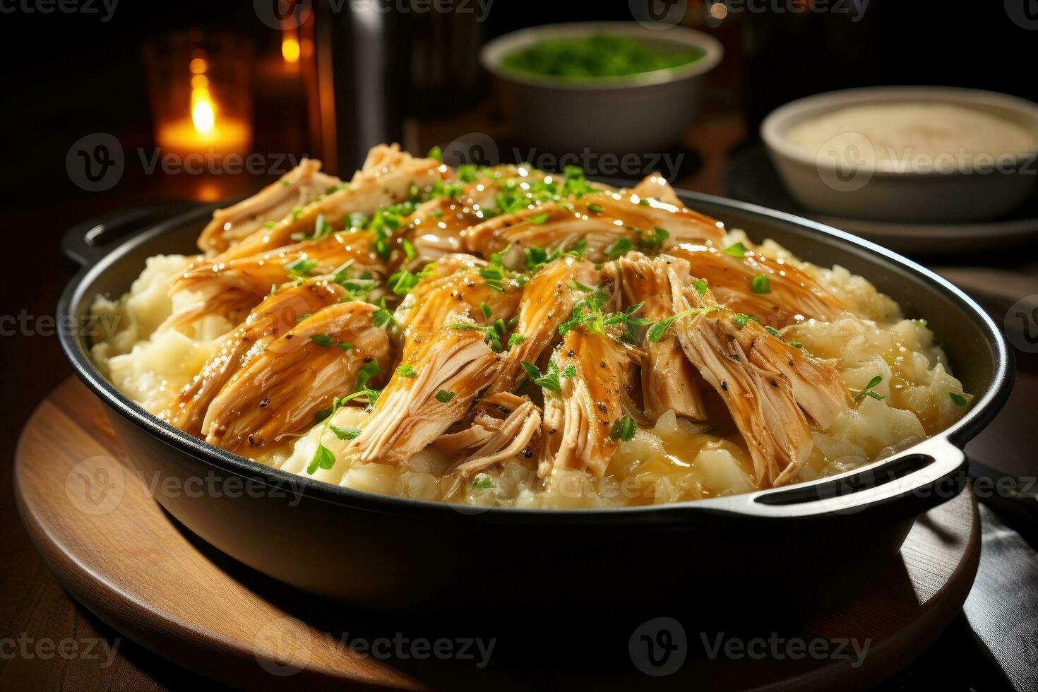 Cracker Fass Süd- Stil Hähnchen und Knödel ai generiert foto