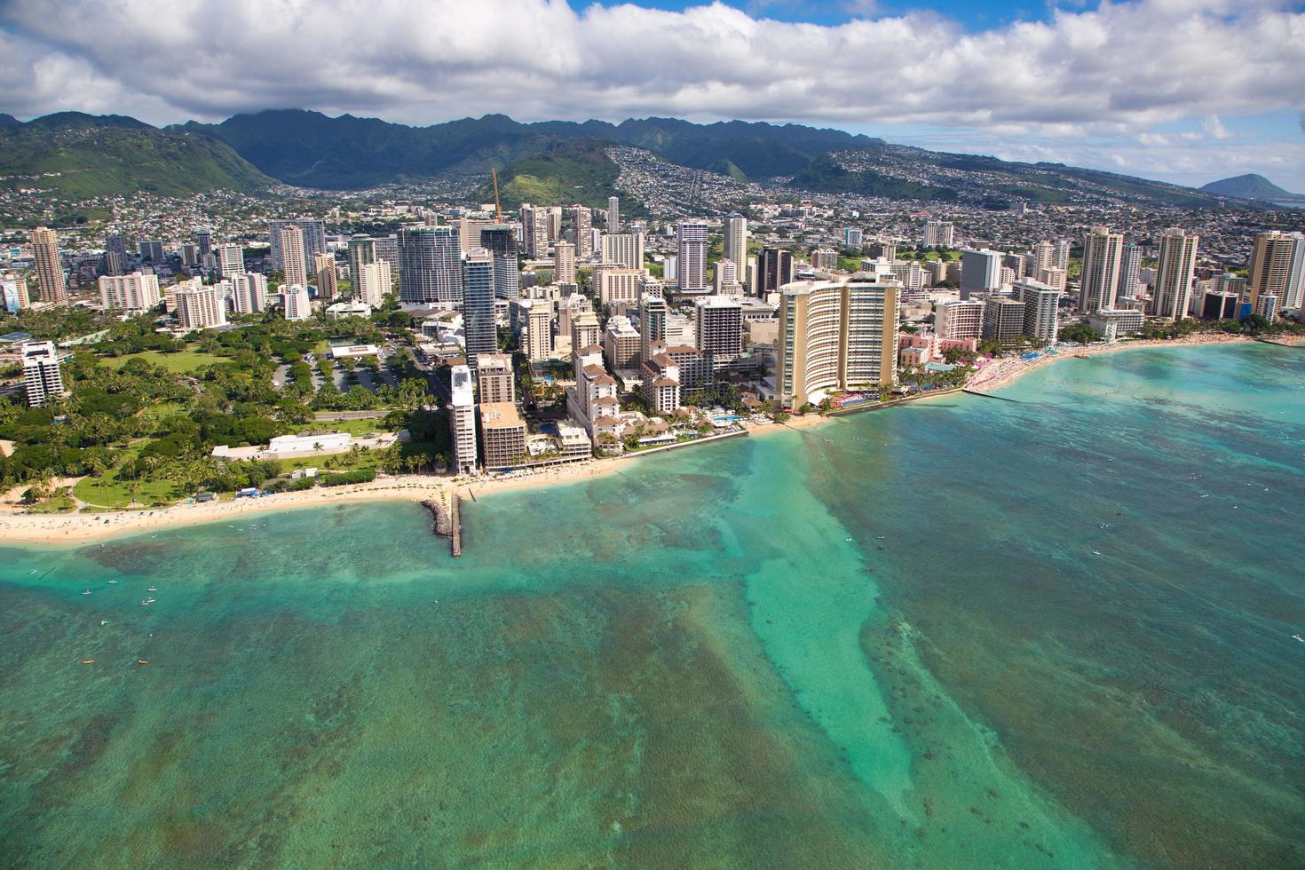 Luftaufnahme von Waikiki Beach Honolulu Hawaii foto