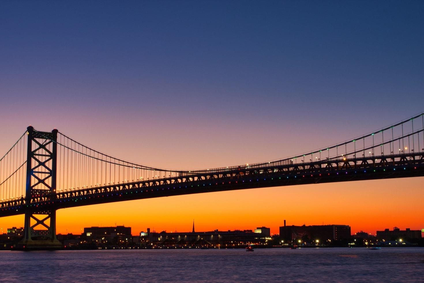 Abendansicht der Innenstadt von Philadelphia, USA foto