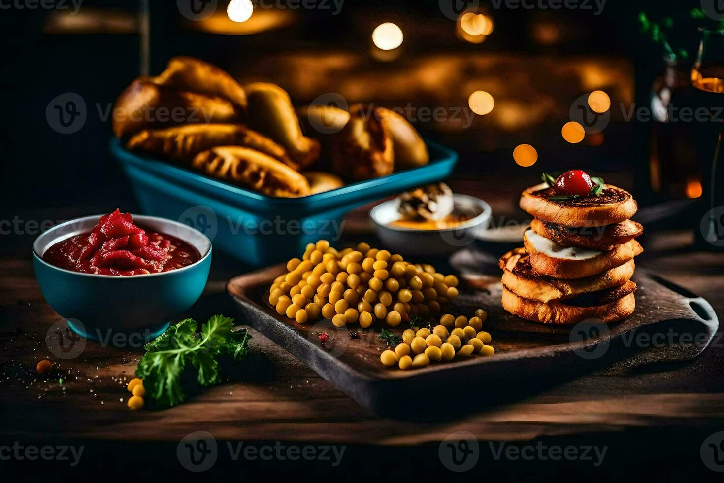 Essen beim oder irgendwo in der Nähe von das Hotel. KI-generiert foto