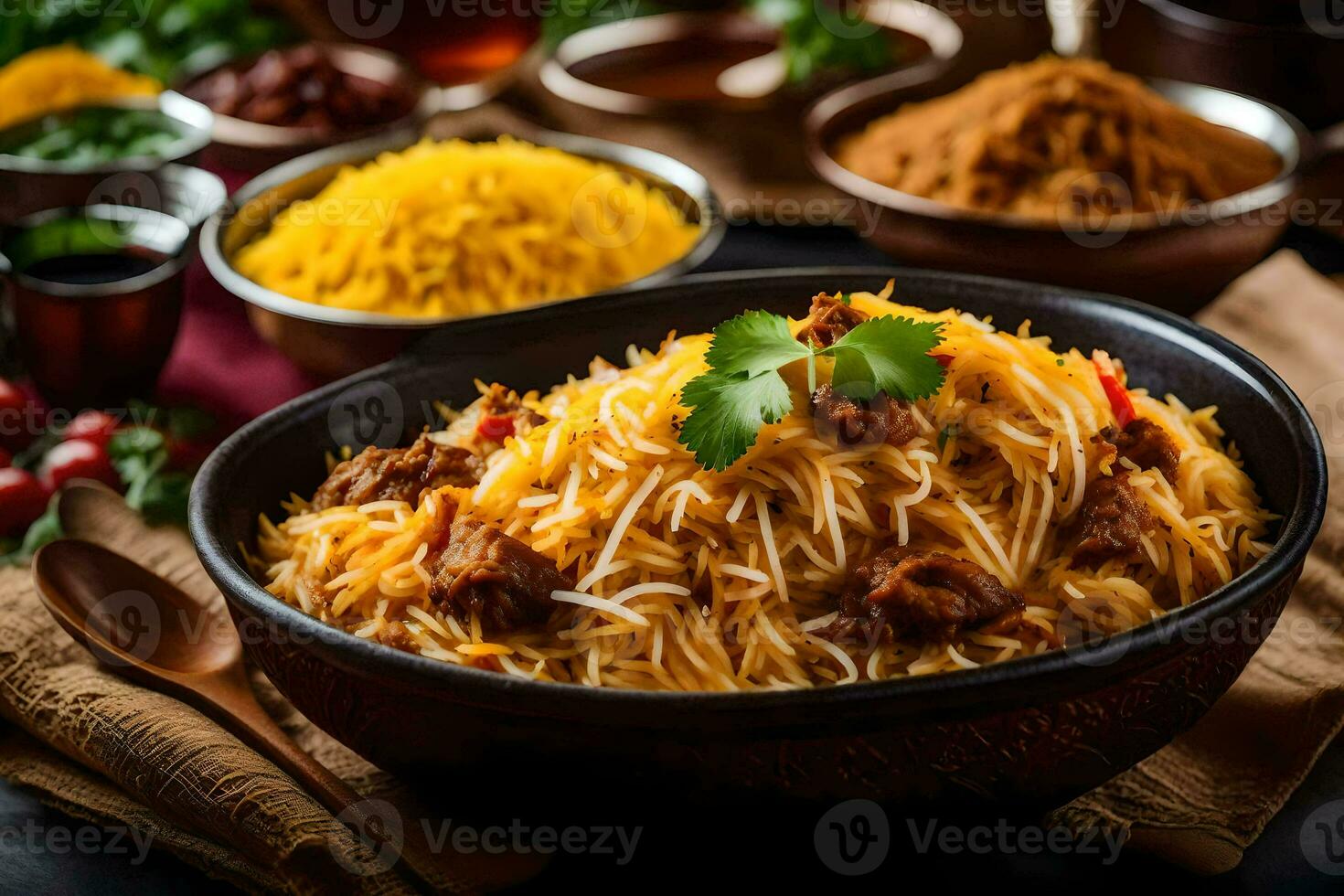 indisch Essen im ein Schüssel. KI-generiert foto