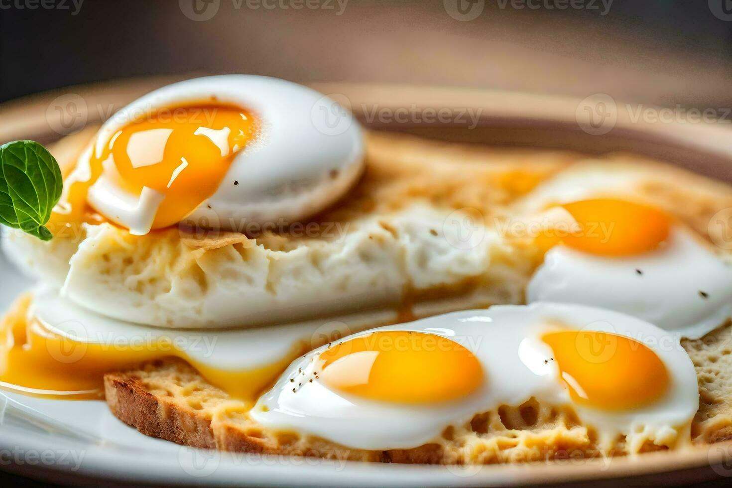Eier auf Toast mit ein Scheibe von Zitrone. KI-generiert foto