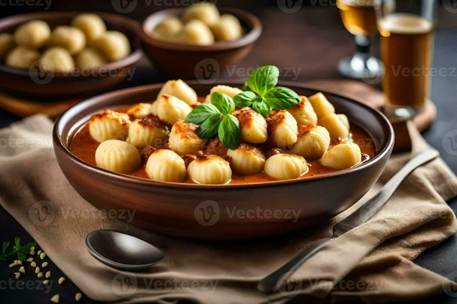 Italienisch Essen mit Pasta im Tomate Soße. KI-generiert foto