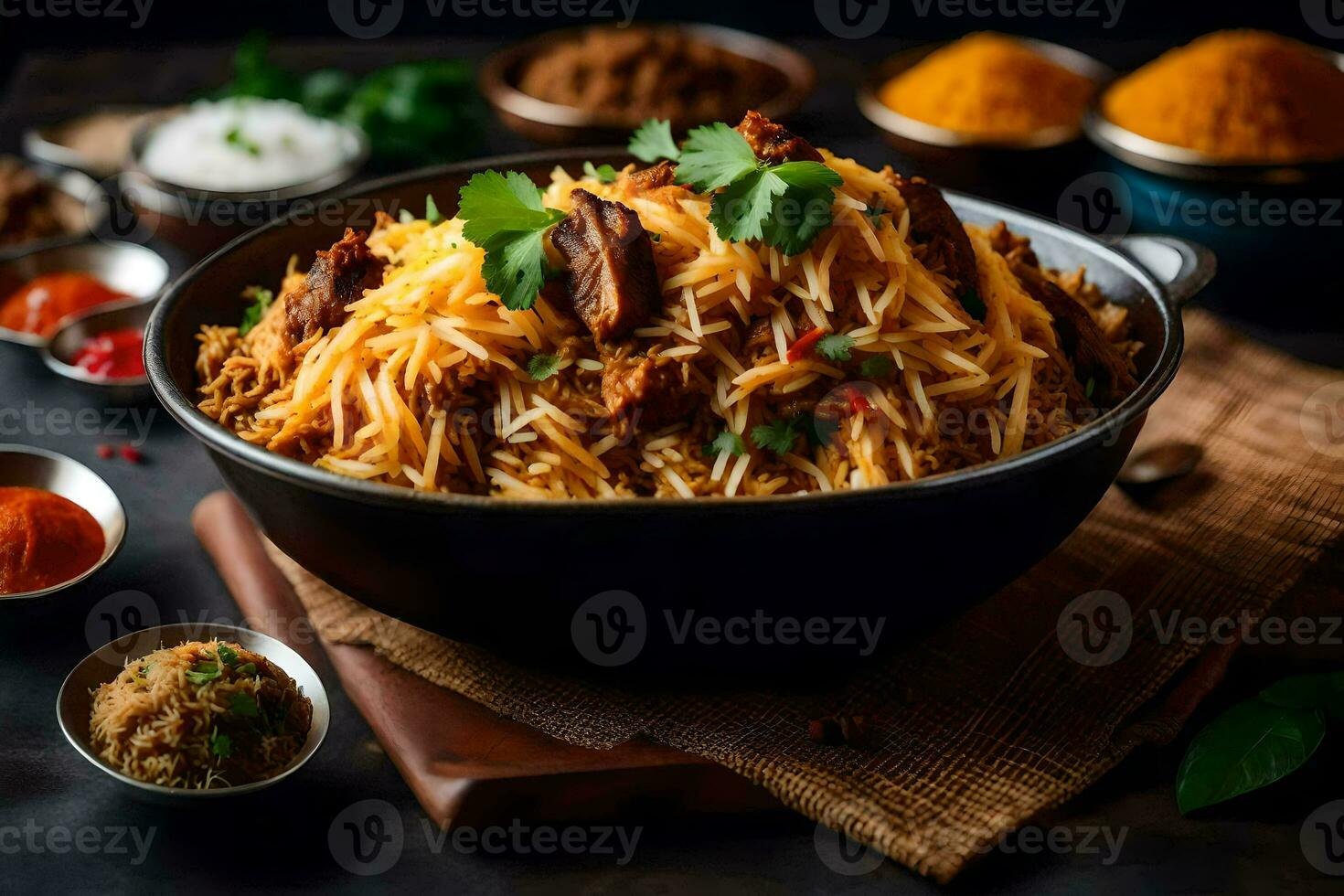 indisch Essen im ein Schüssel. KI-generiert foto