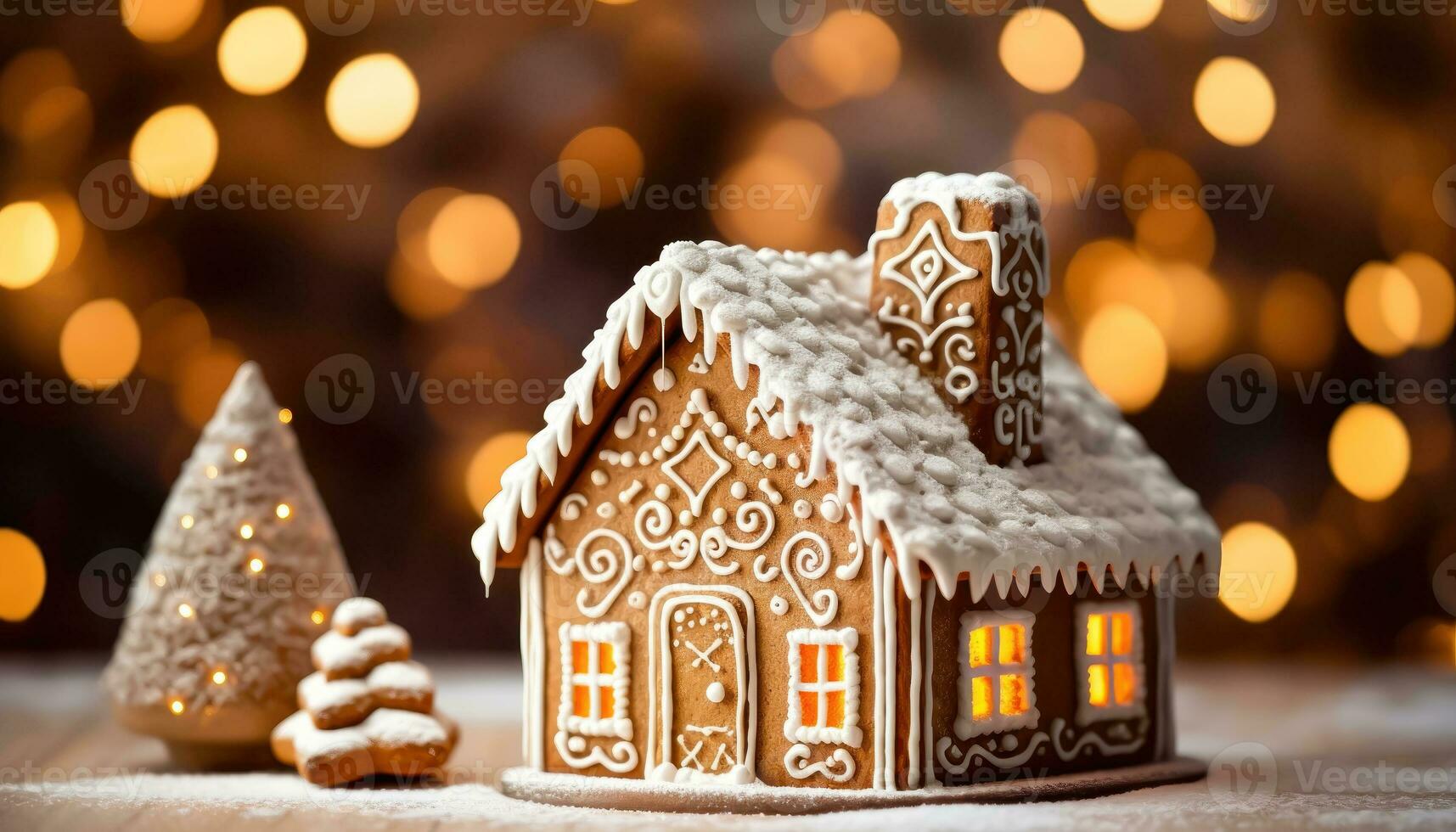 Weihnachten Lebkuchen Haus Freude - - generativ ai foto