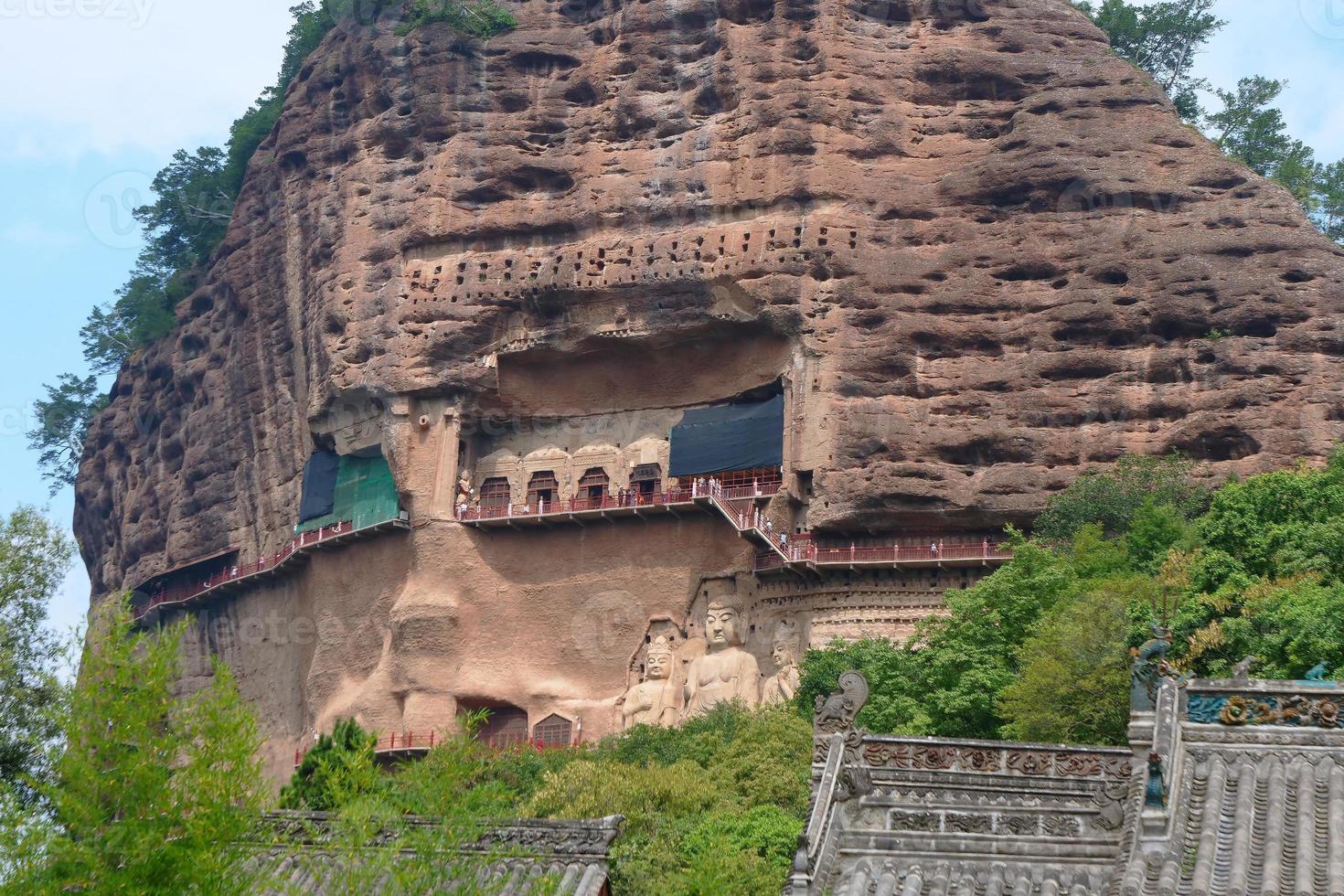 Maijishan-Höhlen-Tempel-Komplex in der Stadt Tianshui, Provinz Gansu, China. foto