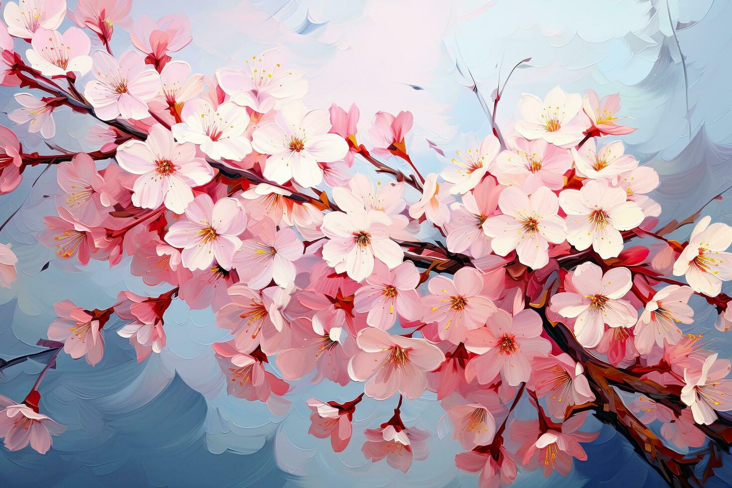 Kirsche Blüte, Sakura, Kirsche Blüte, Frühling Hintergrund, Sakura. Kirsche Blüte. Frühling Blumen. Blumen- Hintergrund, ai generiert foto