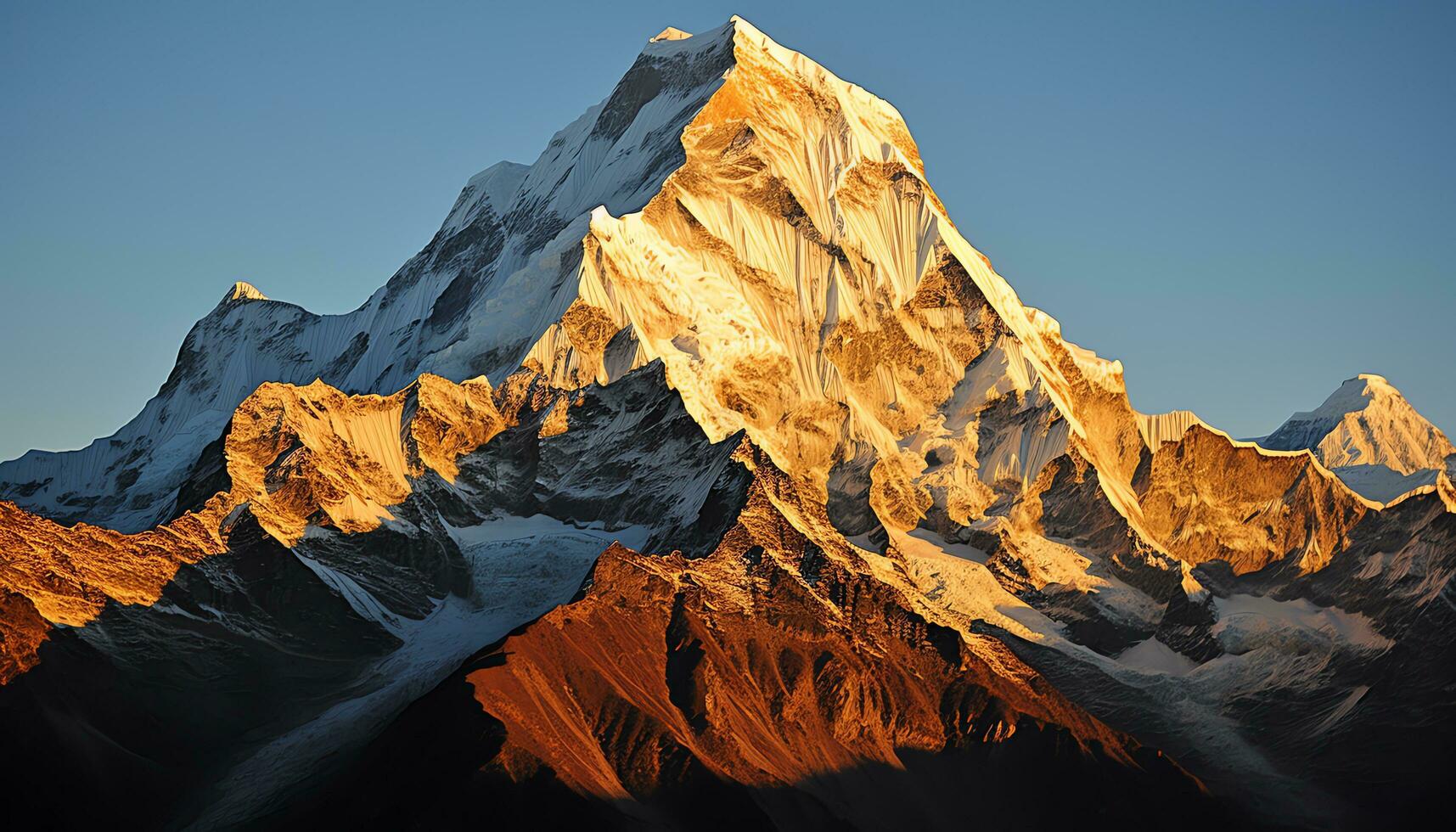 ein Berg Gipfel ist gezeigt im diese Bild ai generiert foto