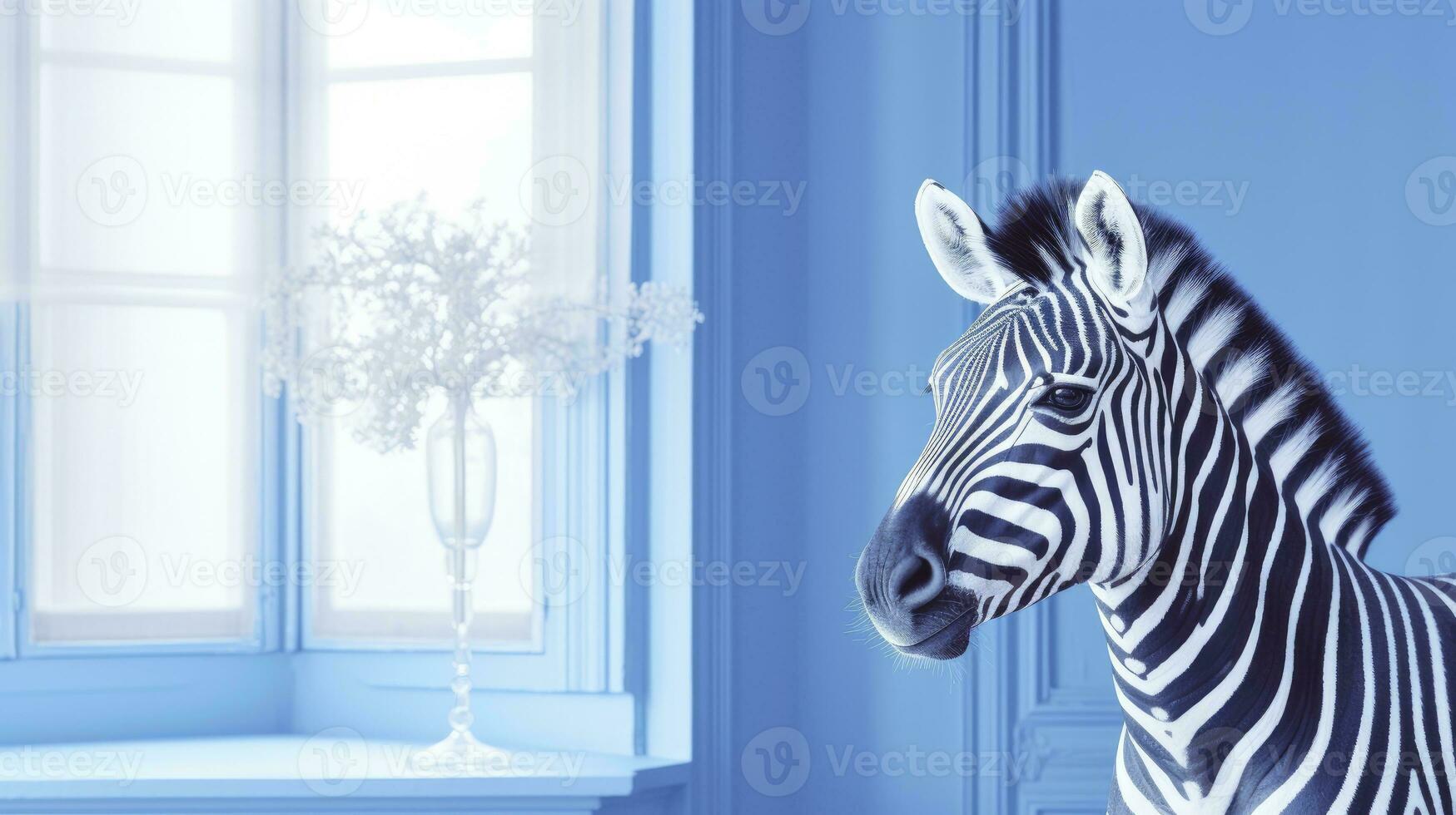 ein Zebra im modern heim. ai generiert foto