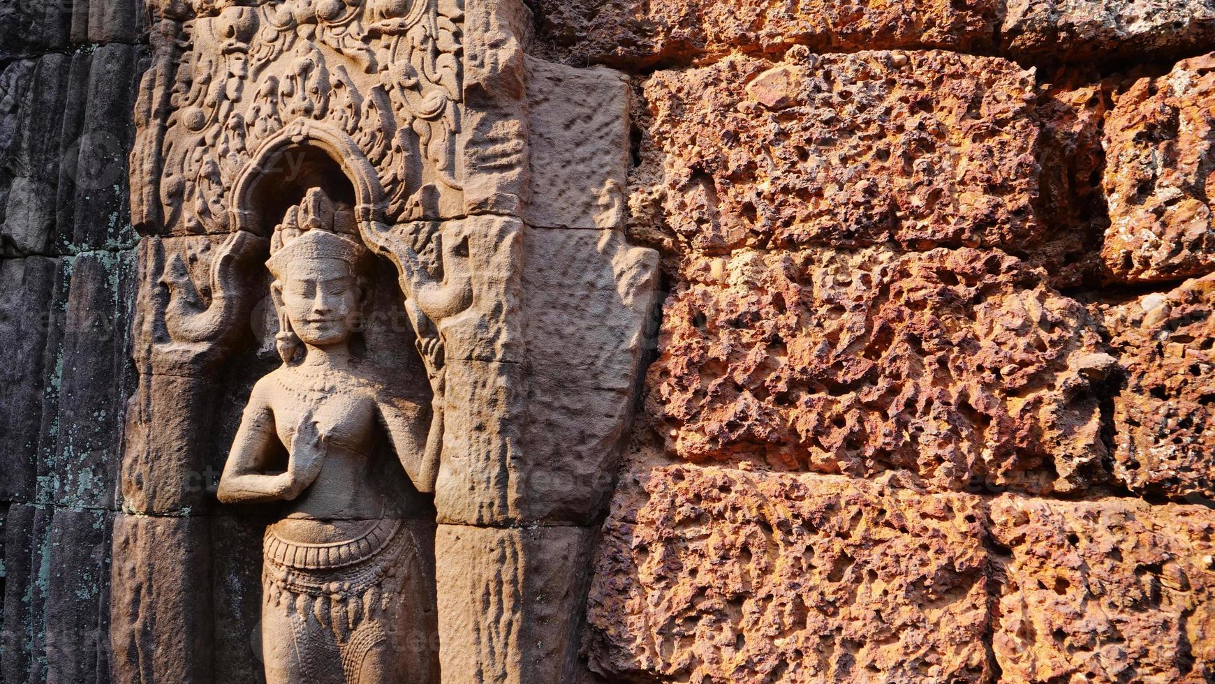 Steinbildhauen im Ta Som Tempel, Siem Reap Kambodscha. foto