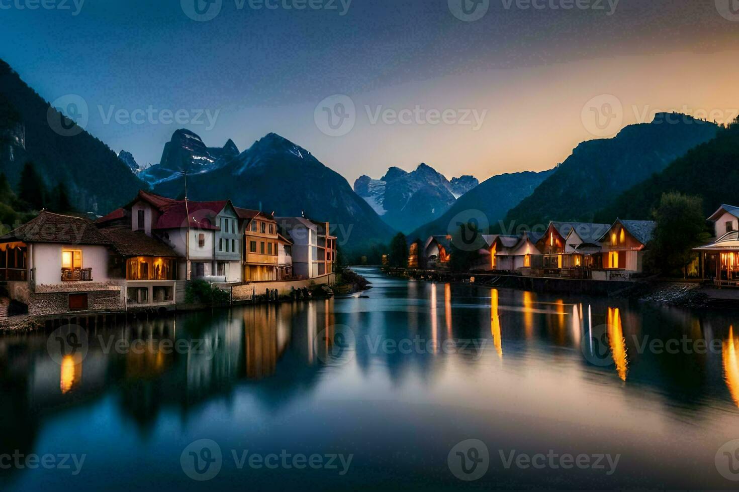 das schön Stadt, Dorf von altenkirchen, Österreich. KI-generiert foto