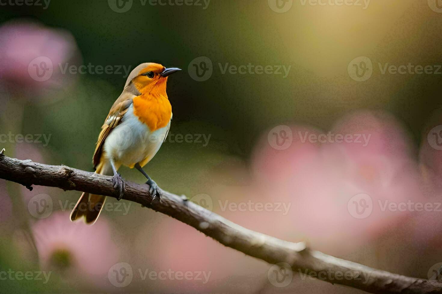 ein klein Vogel ist Sitzung auf ein Ast. KI-generiert foto