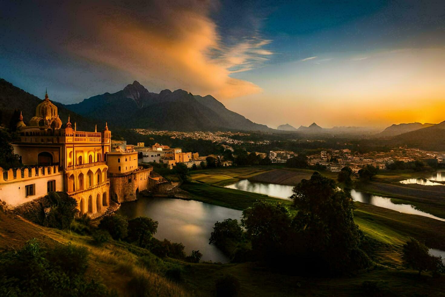das Palast von das Prinz von Udaipur, Udaipur, Indien. KI-generiert foto
