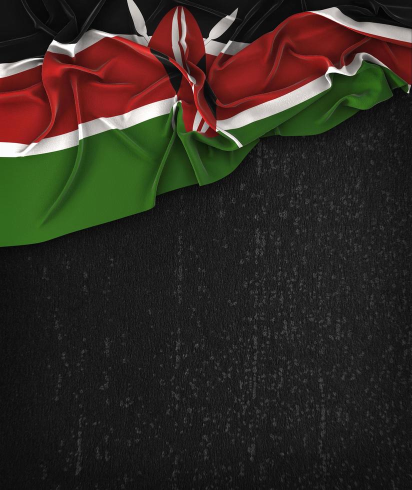 Kenia Flagge Vintage auf einer schwarzen Grunge-Tafel mit Platz für Text foto