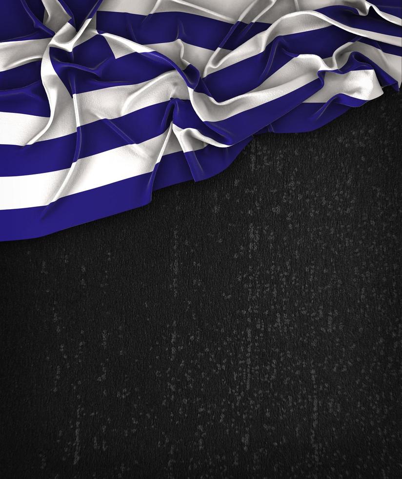 Griechenland-Flagge Vintage auf einer schwarzen Grunge-Tafel mit Platz für Text foto