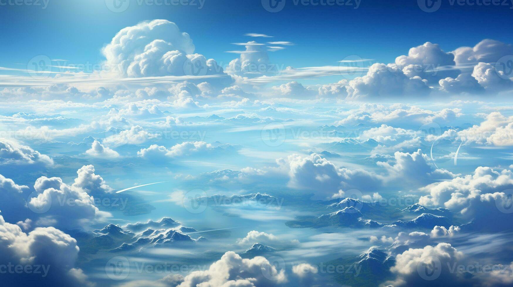ai generiert sonniger Tag blauer Himmel mit Wolken Foto