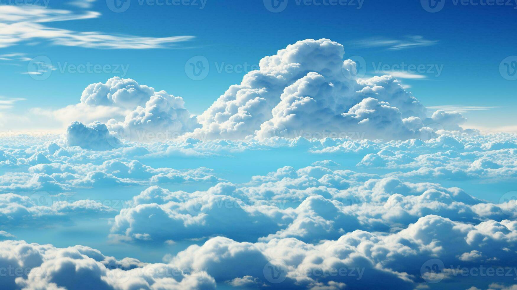 ai generiert sonniger Tag blauer Himmel mit Wolken Foto