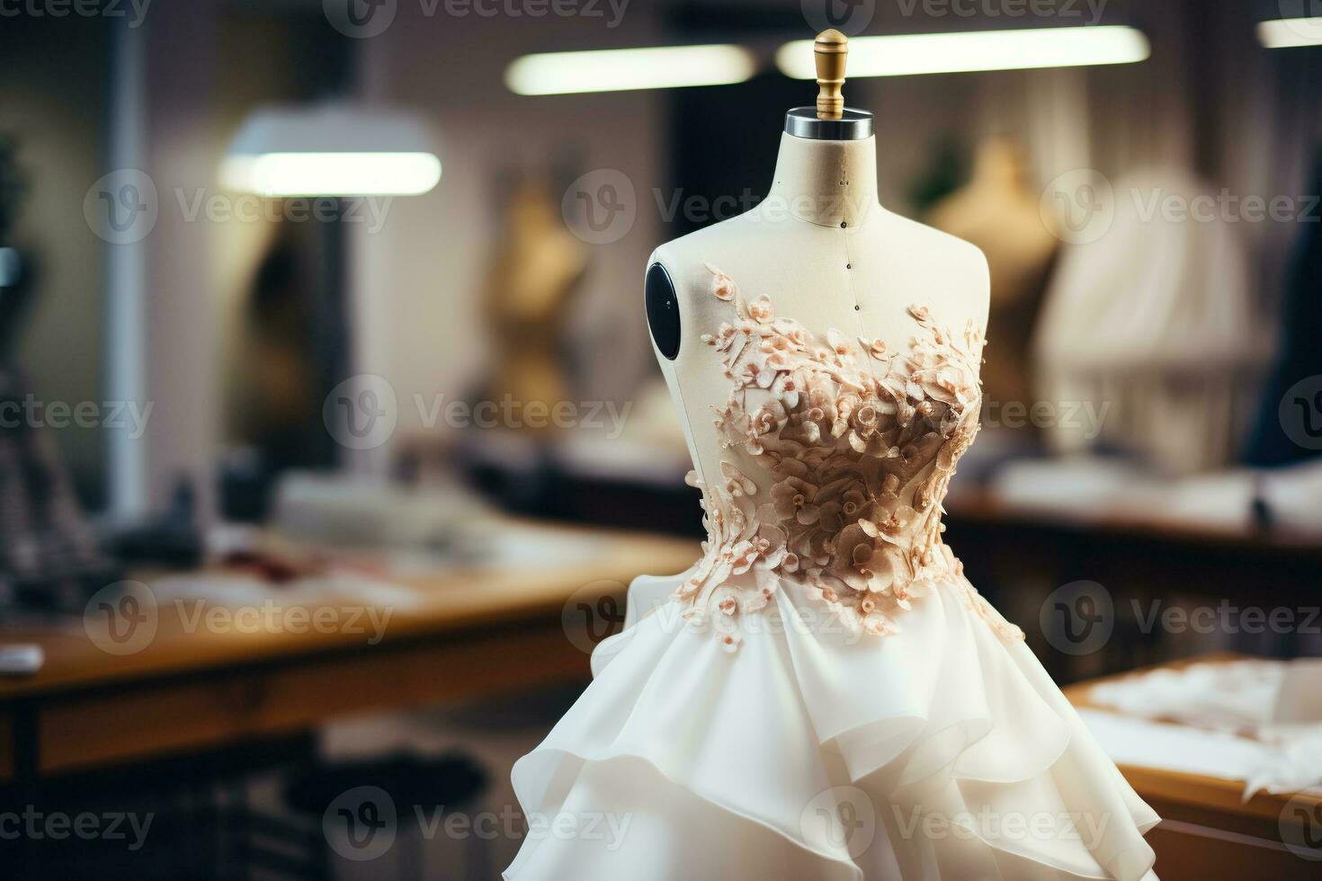 wunderbar Hochzeit Kleid im ein Designer speichern, Atelier. generiert durch künstlich Intelligenz foto