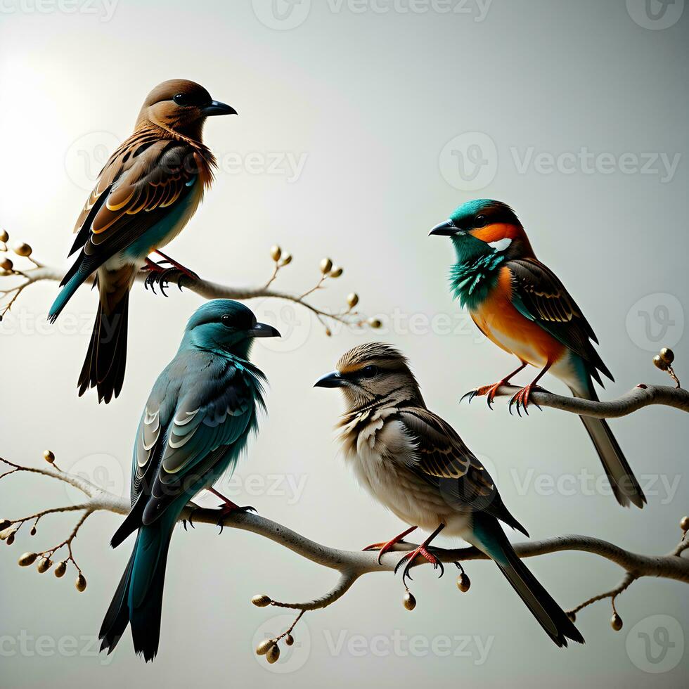 einstellen Vogel Gruppe isoliert auf Weiß Hintergrund. ai generativ foto
