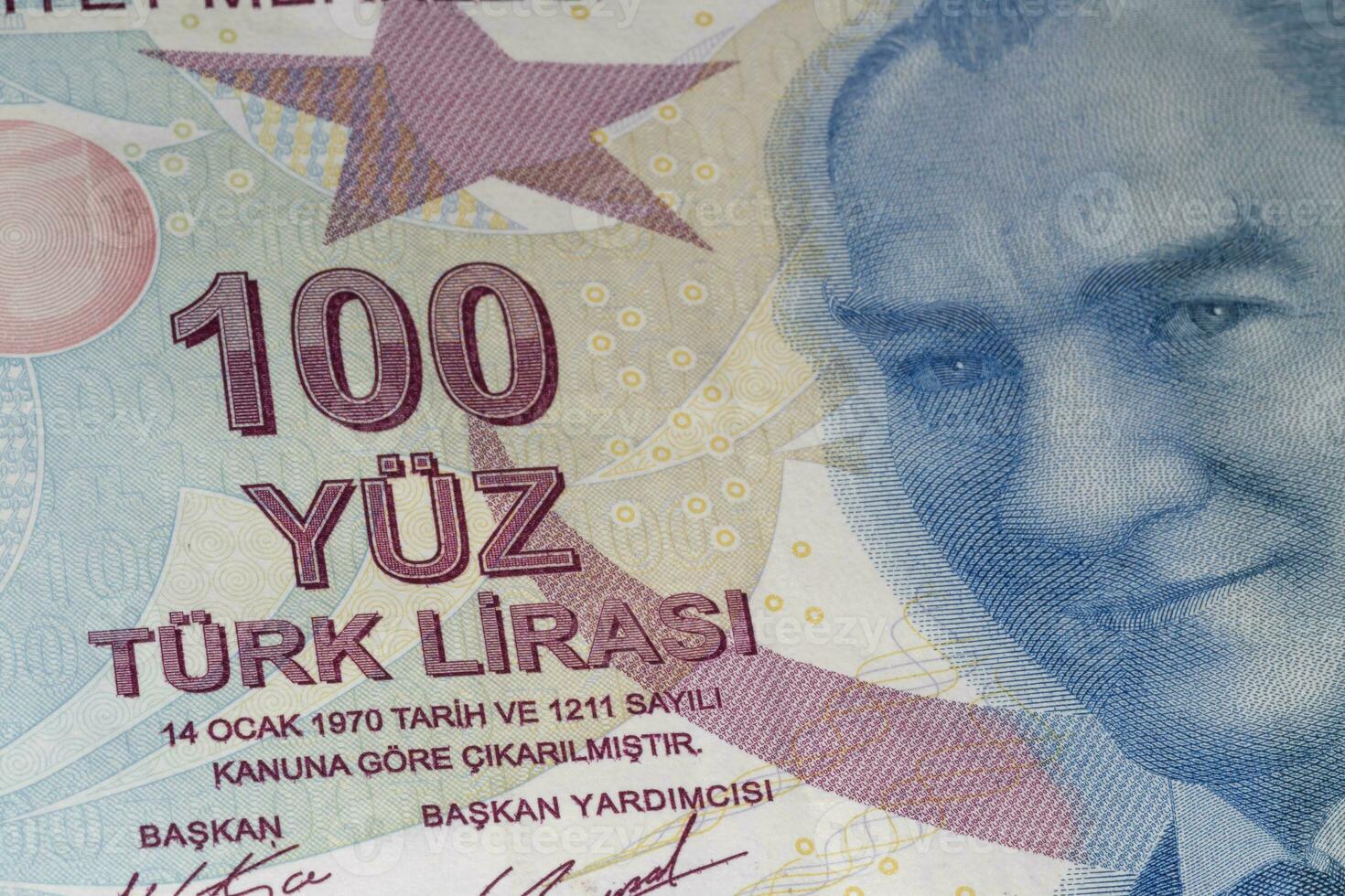 einer hundert Türkisch Lira Banknote foto