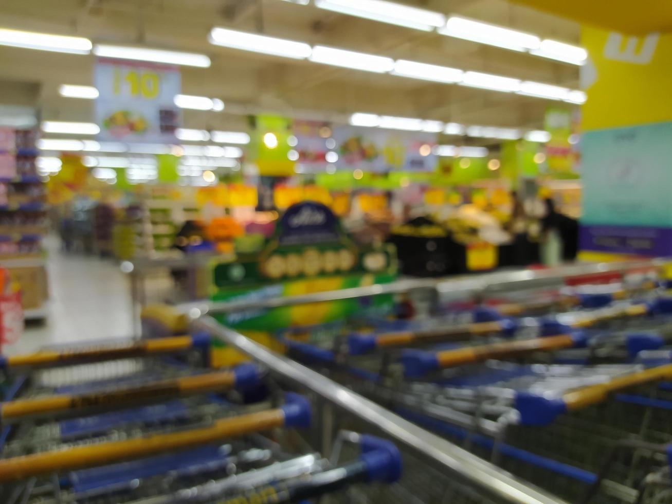 abstrakte Unschärfe mit Bokeh im Einkaufszentrum, unscharfer Supermarkt foto