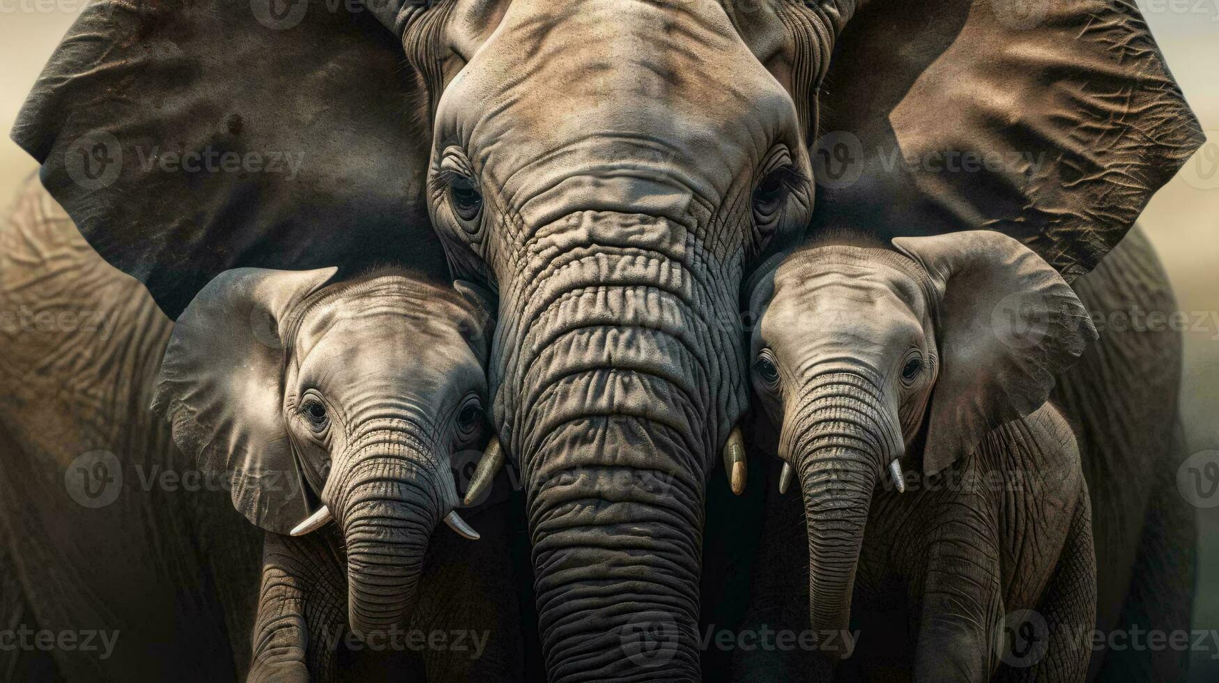 ein Gruppe von Elefanten ai generiert foto