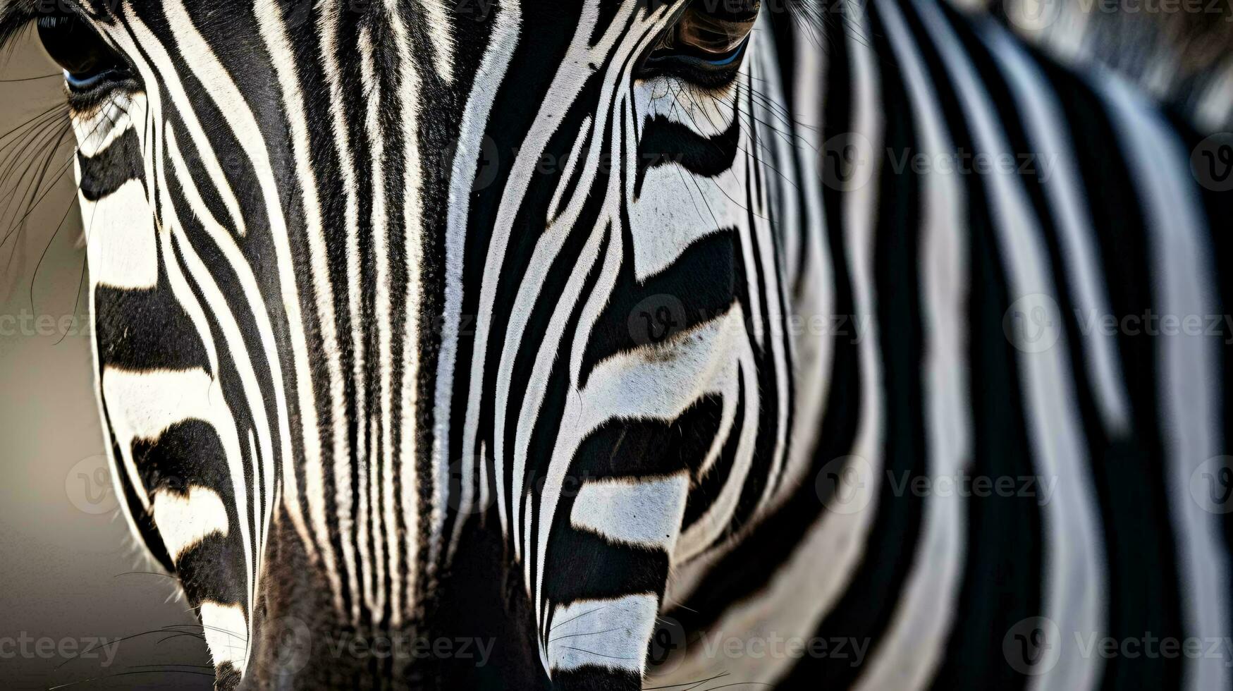 ein schließen oben von ein Zebra ai generiert foto
