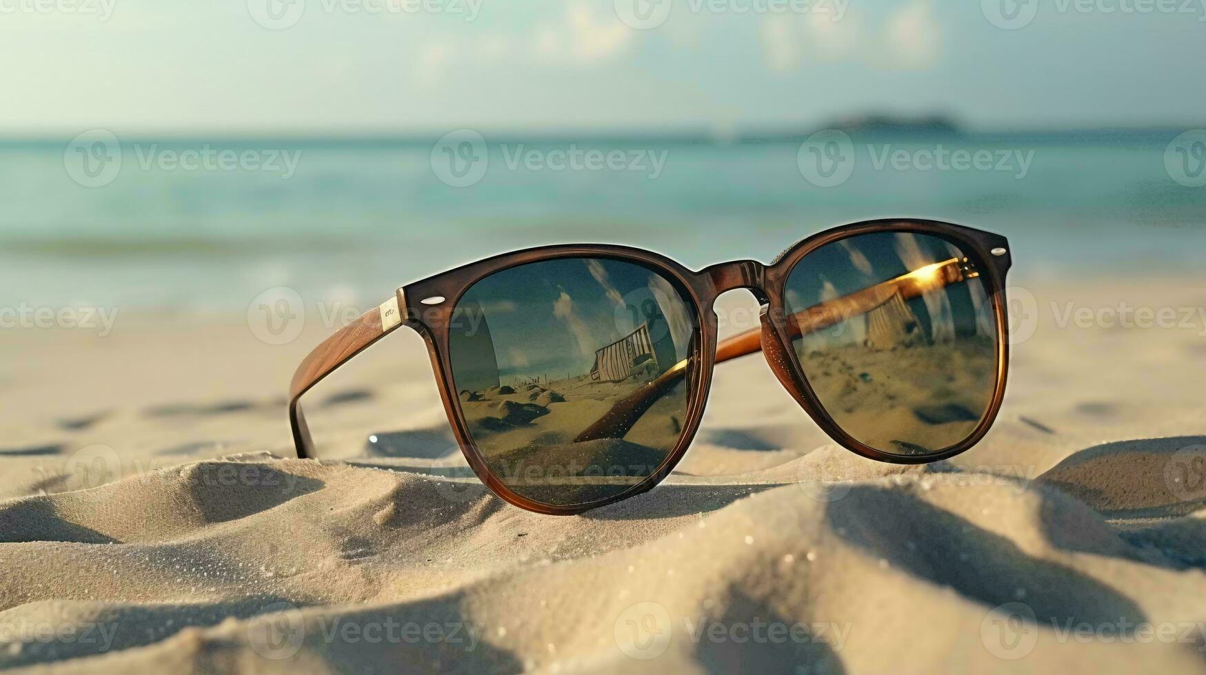 Sonnenbrille auf ein Strand ai generiert foto