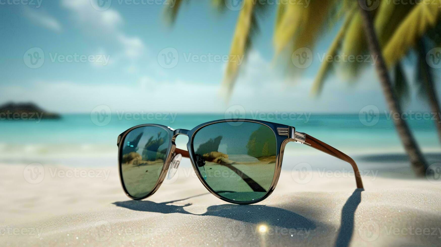 Sonnenbrille auf ein Strand ai generiert foto