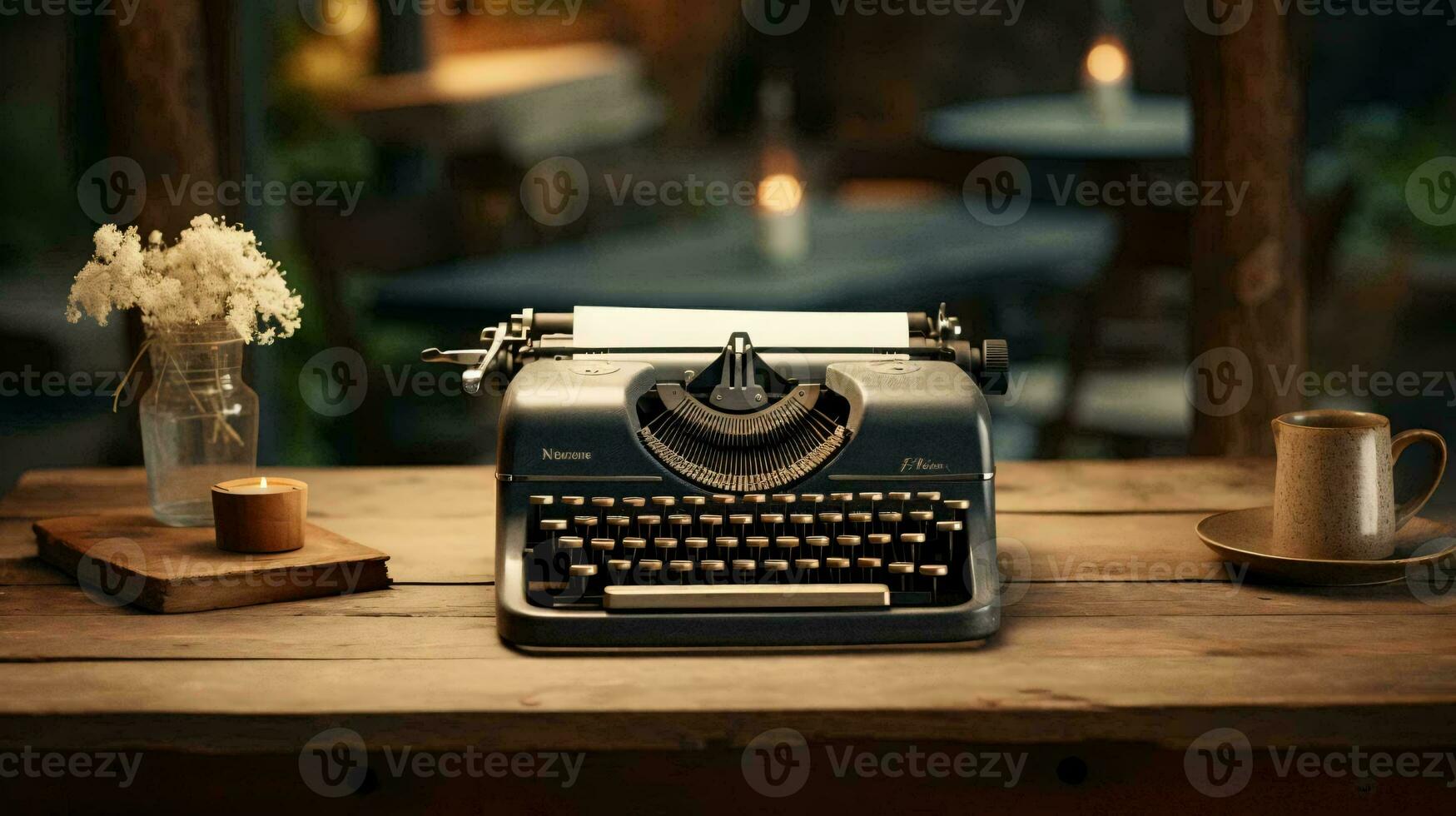 ein Schreibmaschine auf ein Tabelle ai generiert foto