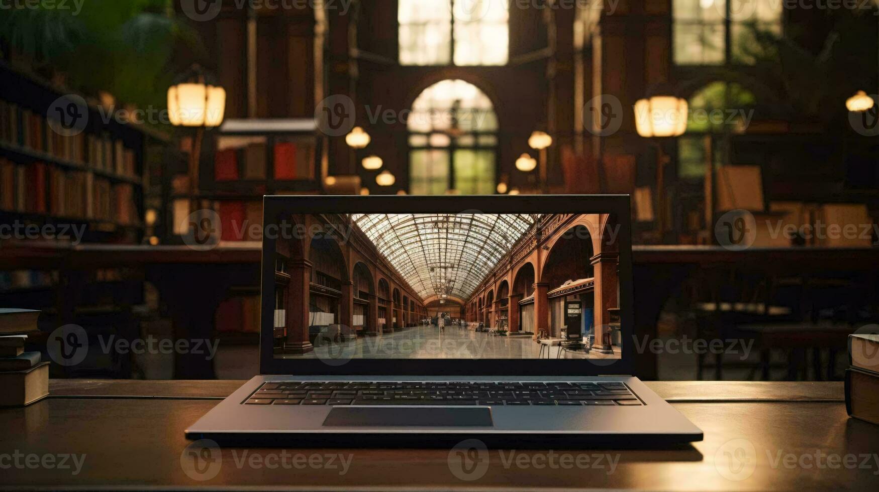 ein Laptop auf ein Tabelle ai generiert foto