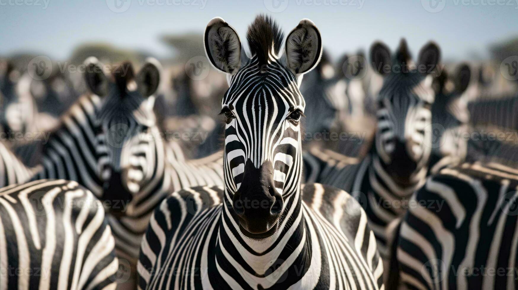 ein Herde von Zebras ai generiert foto