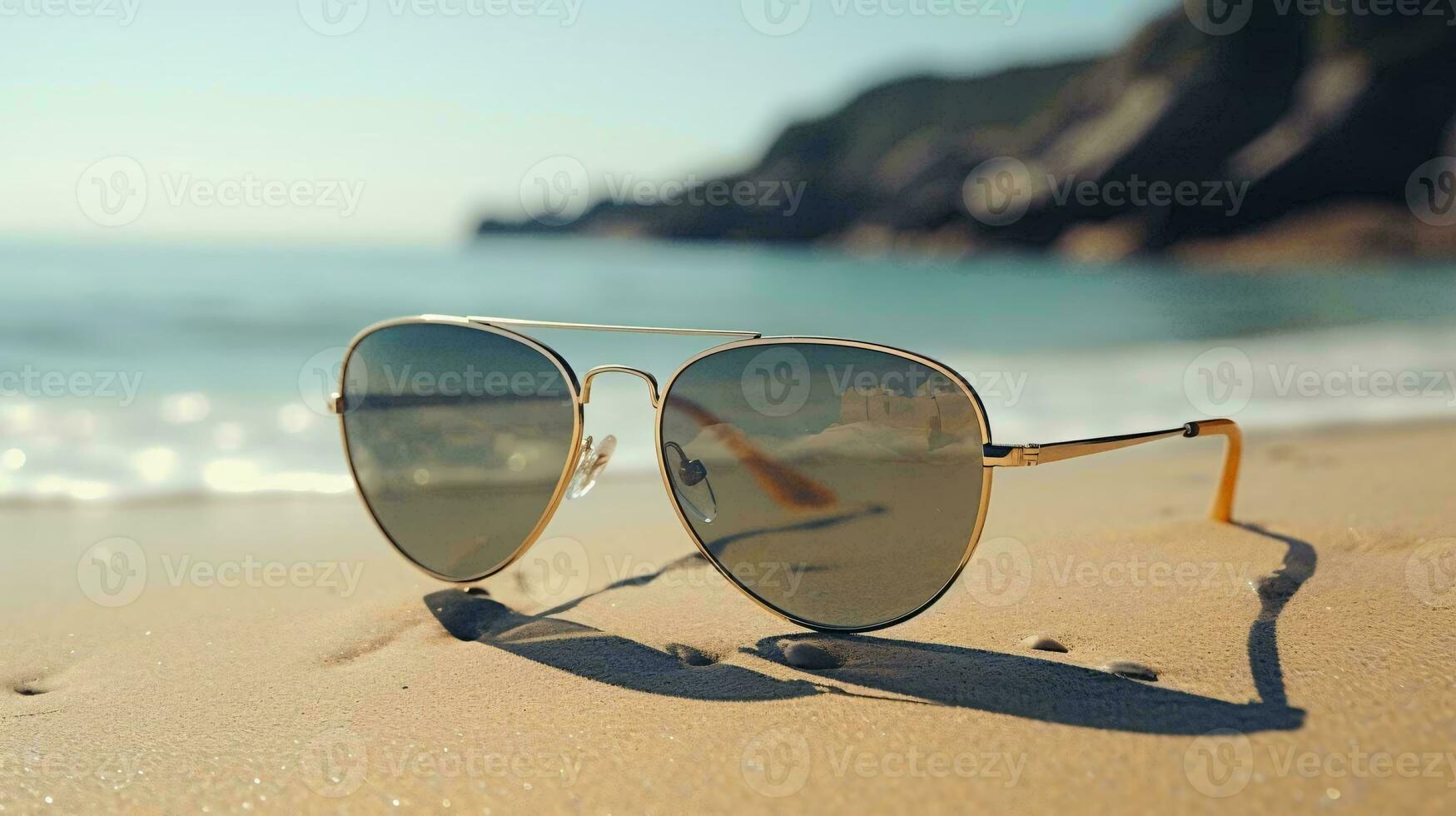 Sonnenbrille auf ein Strand ai generiert foto