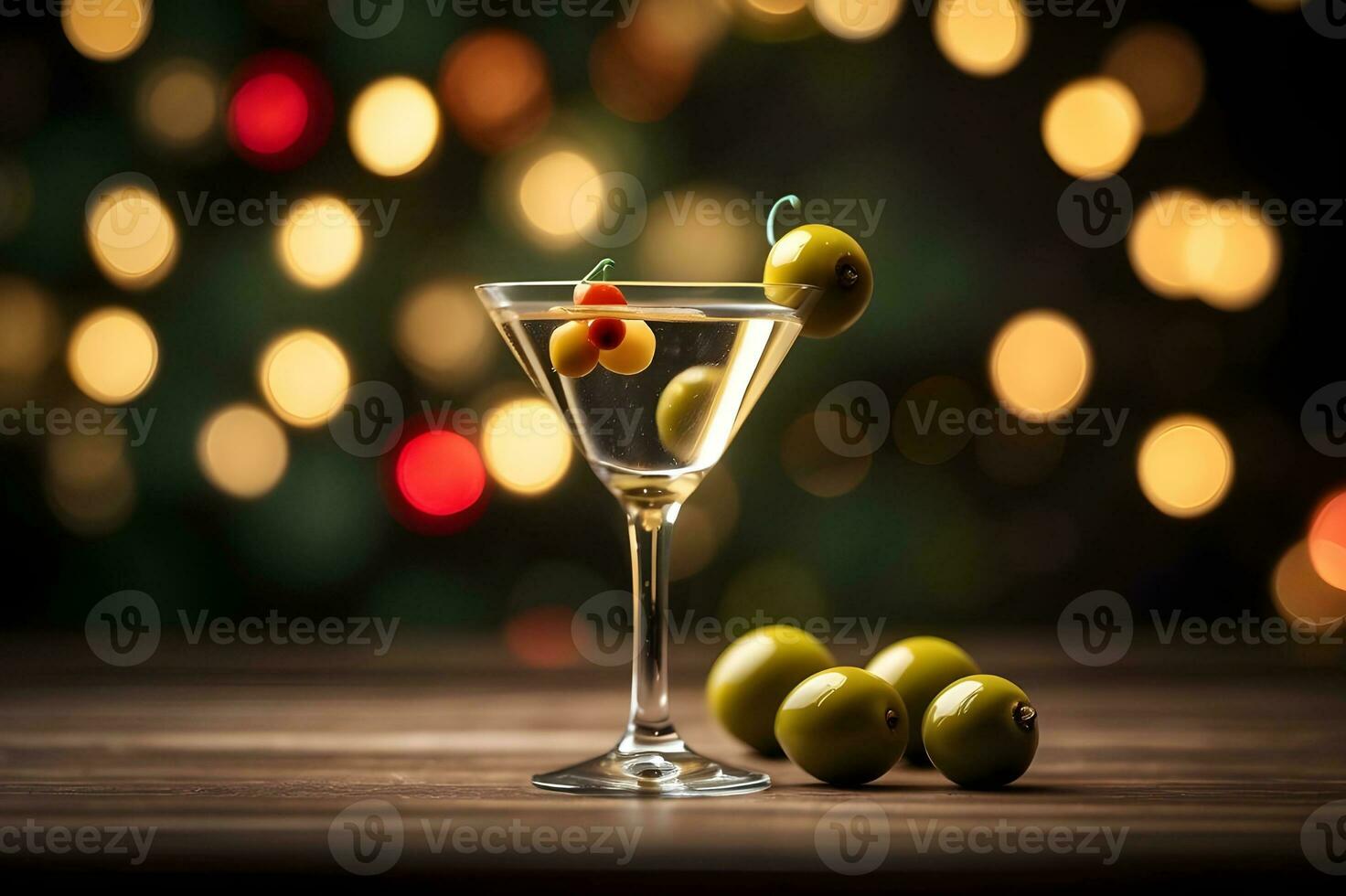 Wodka Martini mit Oliven ai generiert foto