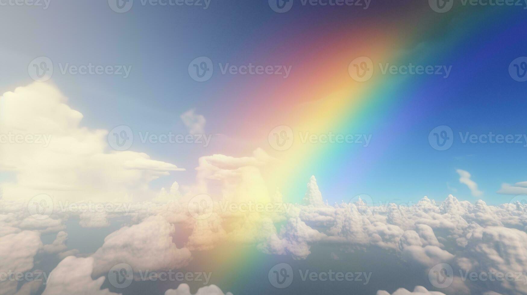 generativ ai, Weiß Fantastisch Wolken, Himmel und Landschaft mit bunt Regenbogen. sanft Farben und mit hell Beleuchtung. foto