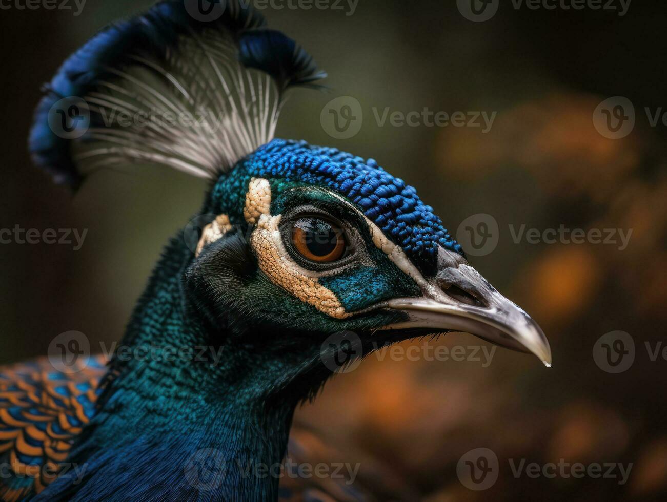 Pfau Vogel Porträt ai generiert foto