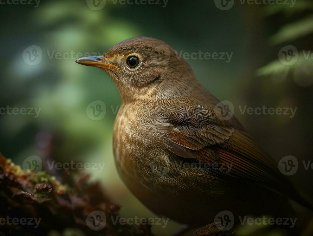 Nachtigall Vogel Porträt ai generiert foto