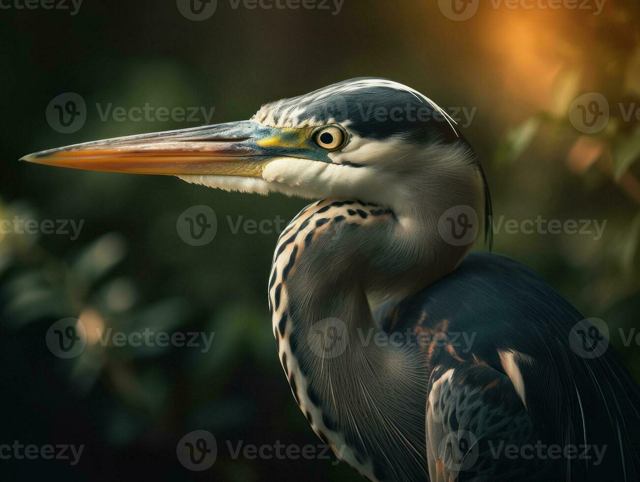 Reiher Vogel Porträt ai generiert foto