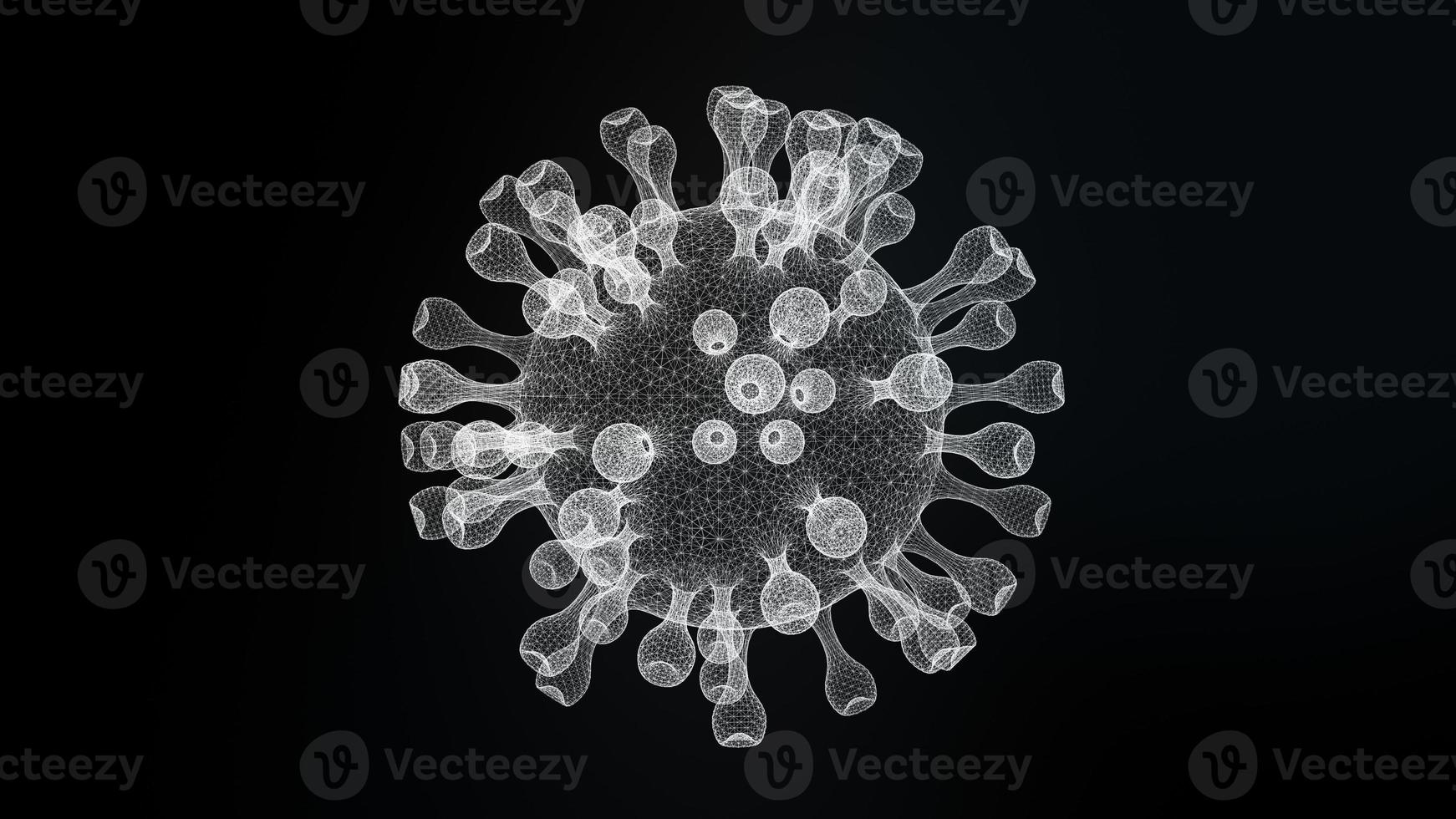 Nahaufnahme leuchtendes Influenzavirus auf schwarzem Hintergrund foto