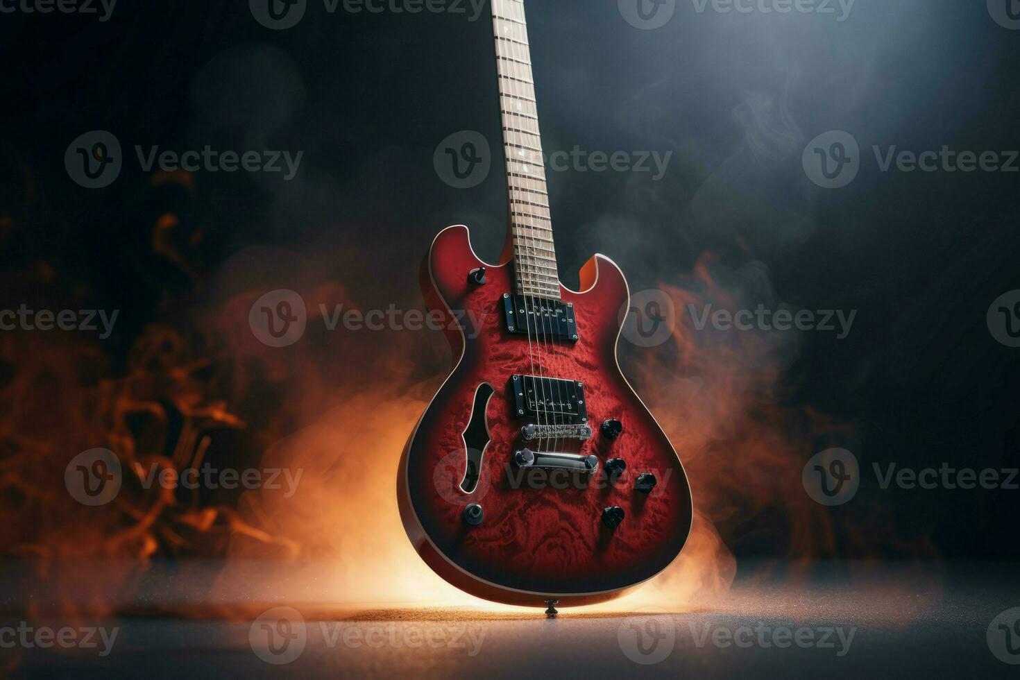 elektrisch Gitarre Feuer Hintergrund Musik. generieren ai foto