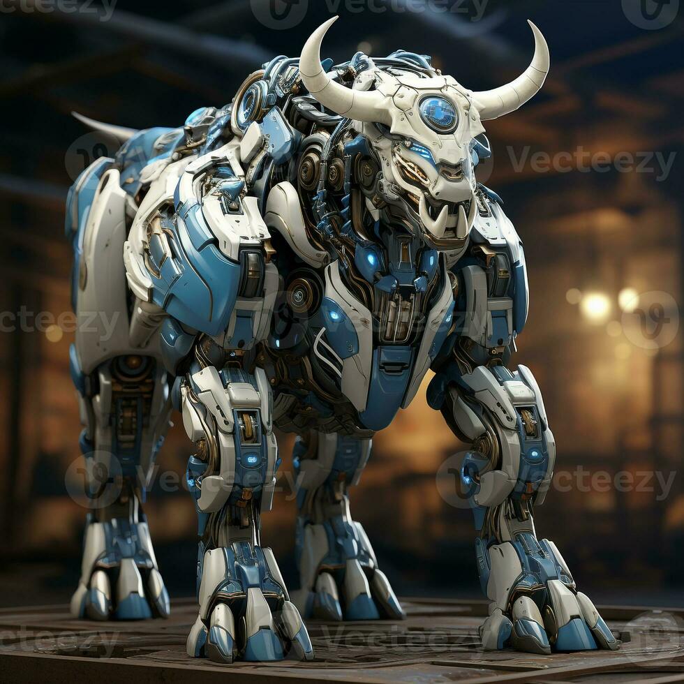 3d Karikatur Stier Roboter foto