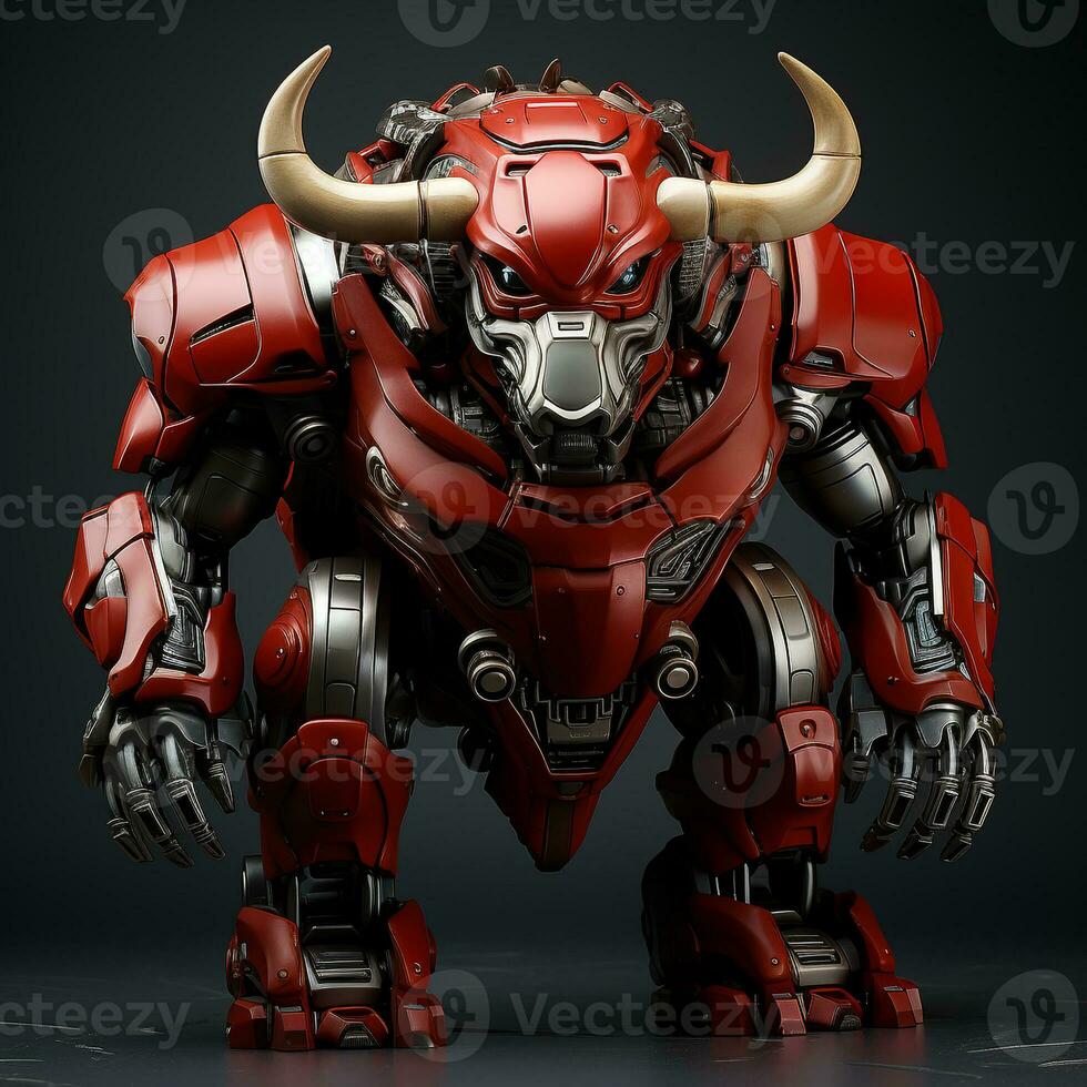 3d Karikatur Stier Roboter foto