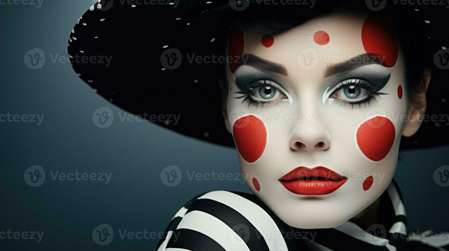 Jahrgang Clown bilden Kunst im rot schwarz und Weiß isoliert auf ein Gradient Hintergrund foto