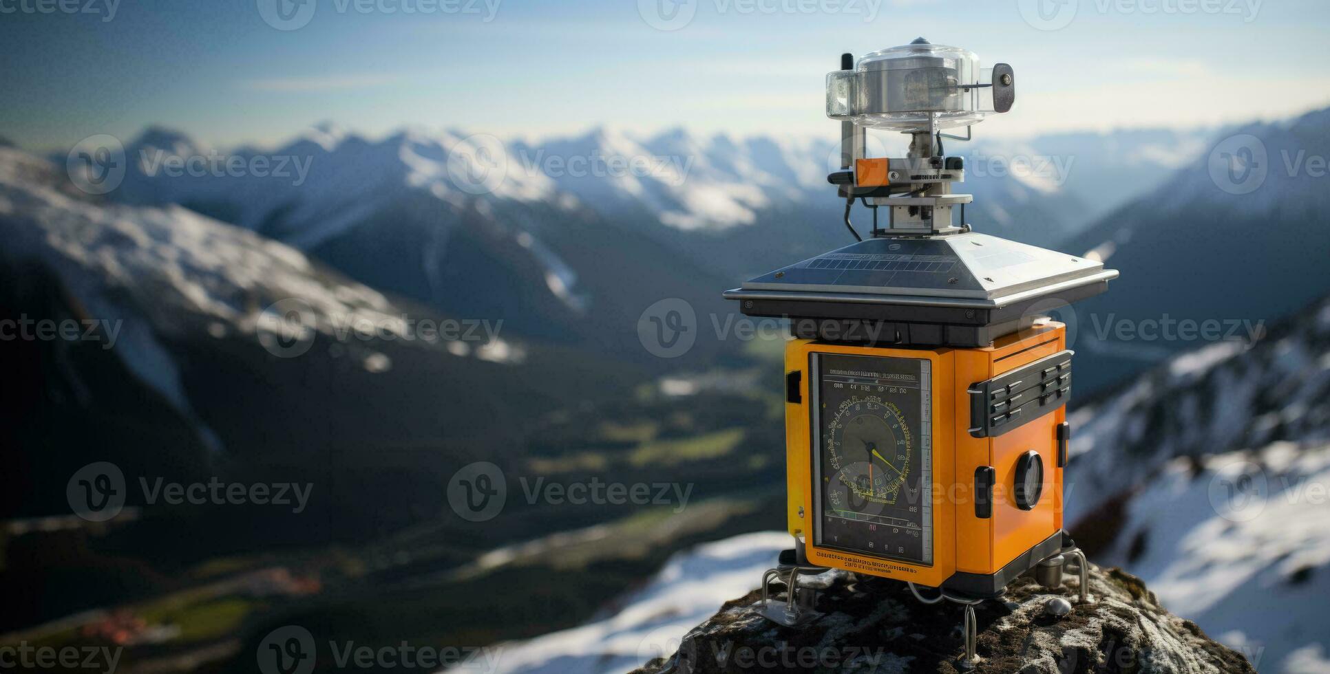 Notfall Wetter Bahnhof benutzt zum alpin Rettung Operationen im bergig Region foto